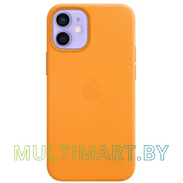 Чехол для телефона Apple MagSafe Leather Case для iPhone 12 mini (золотой апельсин) картинка 2